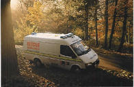 A previous Lace Recsue Ambulance, enjoying the back roads of Chatsworth House