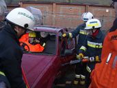 Rescue and Extrication training, one of our female crew members getting to grips with the " Jaws of Life "