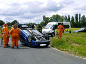 Sprint car overturned, oops this is a daily use road car. Explain this one!