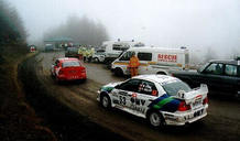 A previous Lace Rescue Unit on the start line of an event.Note the usual weather conditions for a Rally!